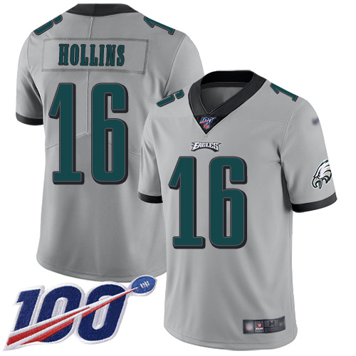 Men Philadelphia Eagles #16 Mack Hollins Limited Silver Inverted Legend NFL Jersey 100th Season Football->nfl t-shirts->Sports Accessory